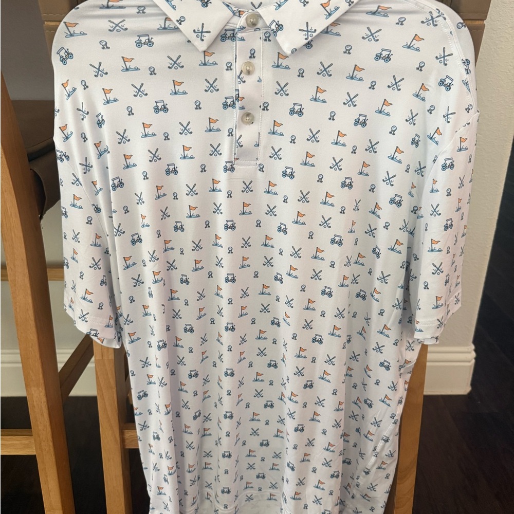BURLEBO White Polo with Golf Print